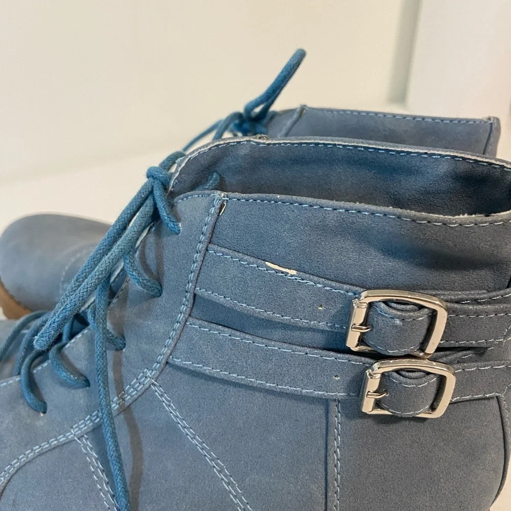 De Blossom Collection women’s blue urvasi-24 lace up ankle‎ boots size 8.5
